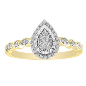 LADIES ENGAGEMENT RING 1/5 CT ROUND DIAMOND 10K YELLOW GOLD