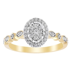 LADIES ENGAGEMENT RING 1/5 CT ROUND DIAMOND 10K YELLOW GOLD