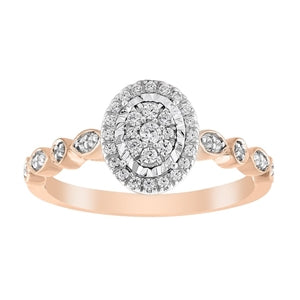 LADIES ENGAGEMENT RING 1/5 CT ROUND DIAMOND 10K ROSE GOLD