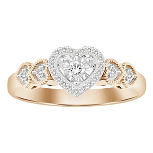 LADIES ENGAGEMENT RING 1/6 CT ROUND DIAMOND 10K ROSE GOLD