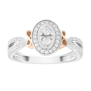 LADIES ENGAGEMENT RING 1/4 CT ROUND DIAMOND 10K WHITE /ROSE GOLD