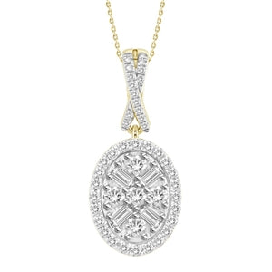 LADIES PENDANT 1/5 CT ROUND/BAGUETTE DIAMOND 10K YELLOW GOLD