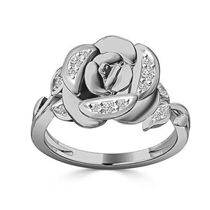 LADIES RING 1/6 CT ROUND DIAMOND 10K WHITE GOLD