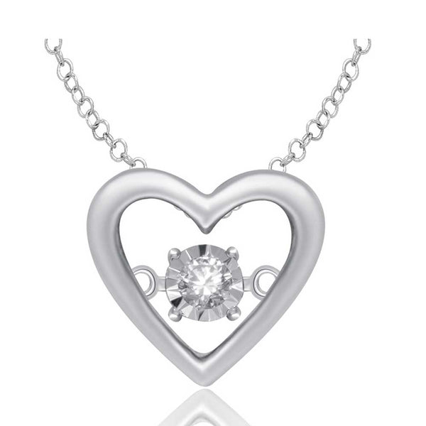 Sterling Silver Moving Diamond Accent Heart Pendant
