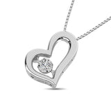 Sterling Silver 1/20 Ct.Tw.Moving Diamond Heart Pendant
