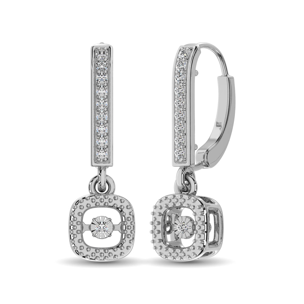 Sterling Silver 1/20 Ct.Tw. Moving Diamond Danglers Earrings