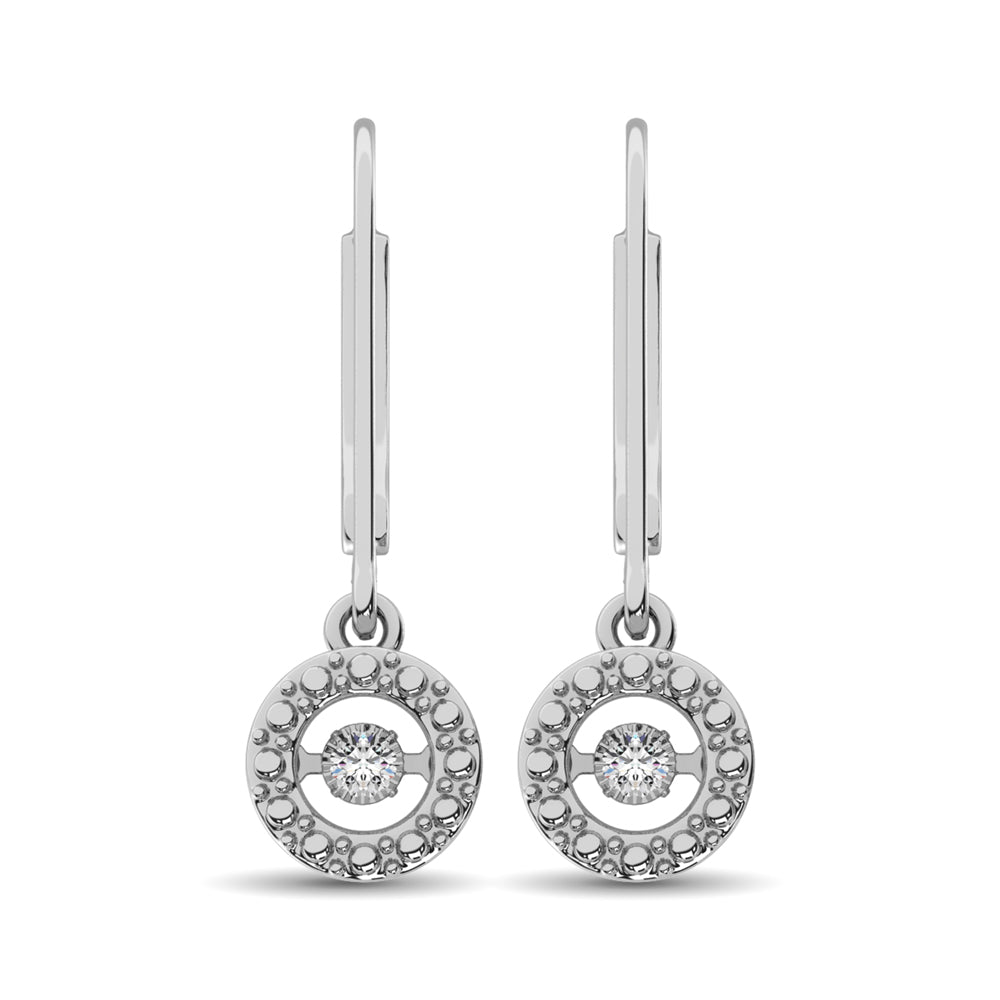 Sterling Silver 1/20 Ct.Tw. Moving Diamond Danglers Earrings