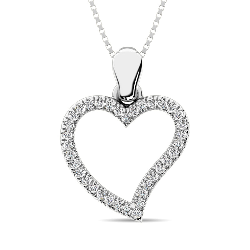 10K White Gold 1/8 Ct.Tw.Diamond  Heart Pendant