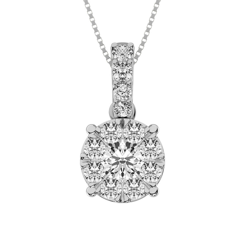 14K White Gold 1 Ctw Diamond Fashion Pendant