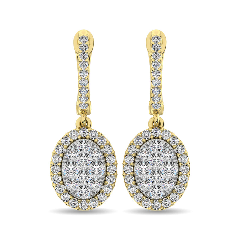 14K Yellow Gold 3/4 Ctw Diamond Drop Earrings