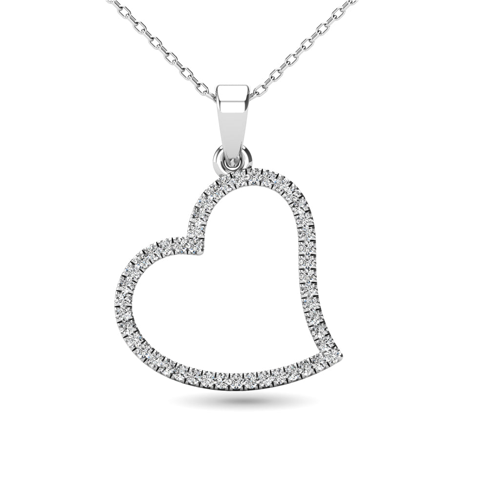 10K White Gold 1/6 Ctw Diamond Heart Pendant