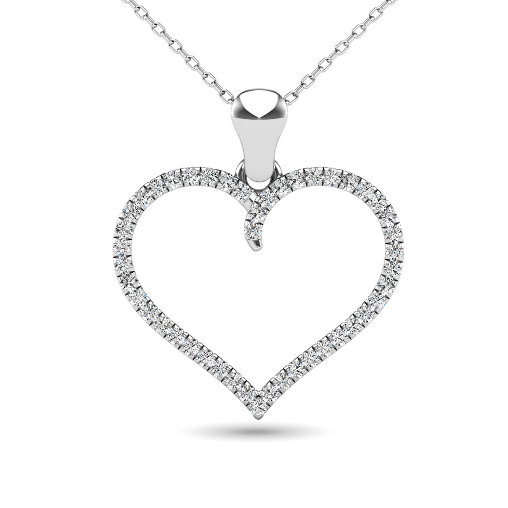 10K White Gold 1/6 Ctw Diamond Heart Pendant