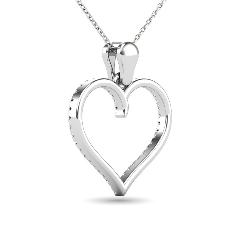 10K White Gold 1/6 Ctw Diamond Heart Pendant