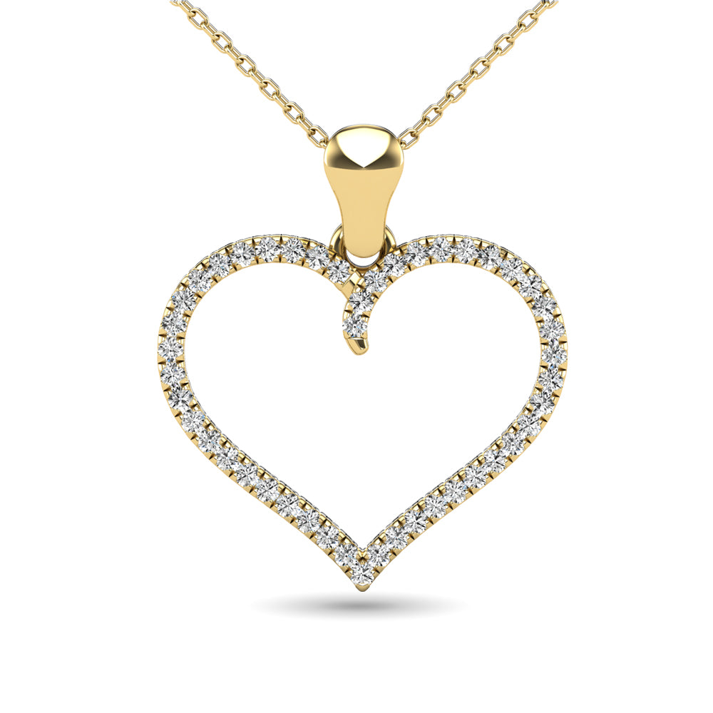 10K Yellow Gold 1/6 Ctw Diamond Heart Pendant