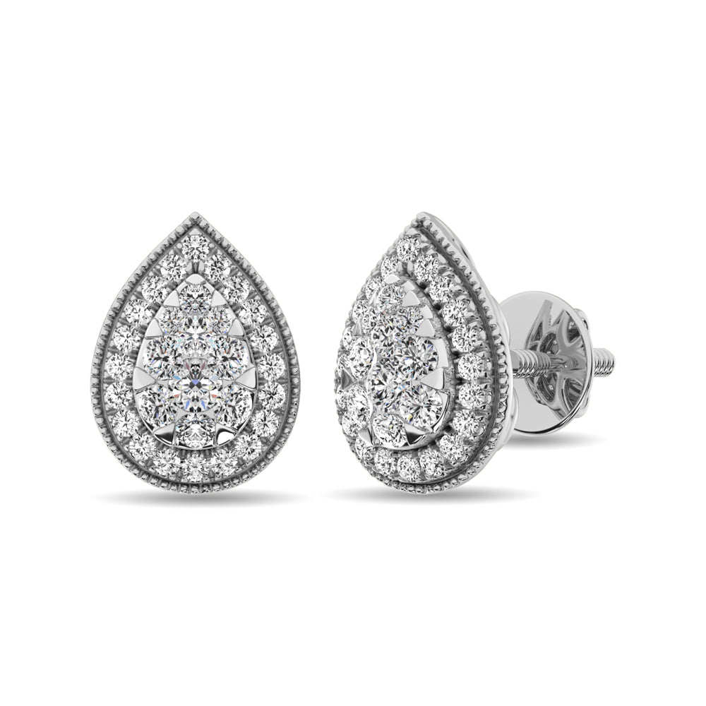 Diamond 5/8 Ct.Tw. Pear Shape Stud Earrings in 14K White Gold