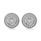 Diamond 5/8 Ct.Tw. Cluster Earrings in 14K White Gold
