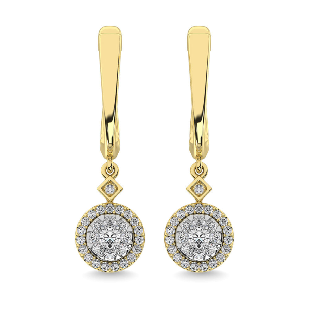 Diamond 1/2 Ct.Tw. ClusterDanglers Earrings in 10K Yellow Gold