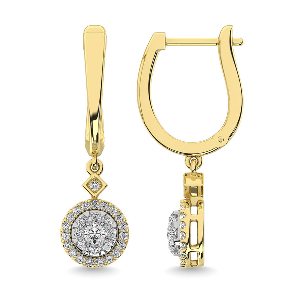 Diamond 1/2 Ct.Tw. ClusterDanglers Earrings in 10K Yellow Gold