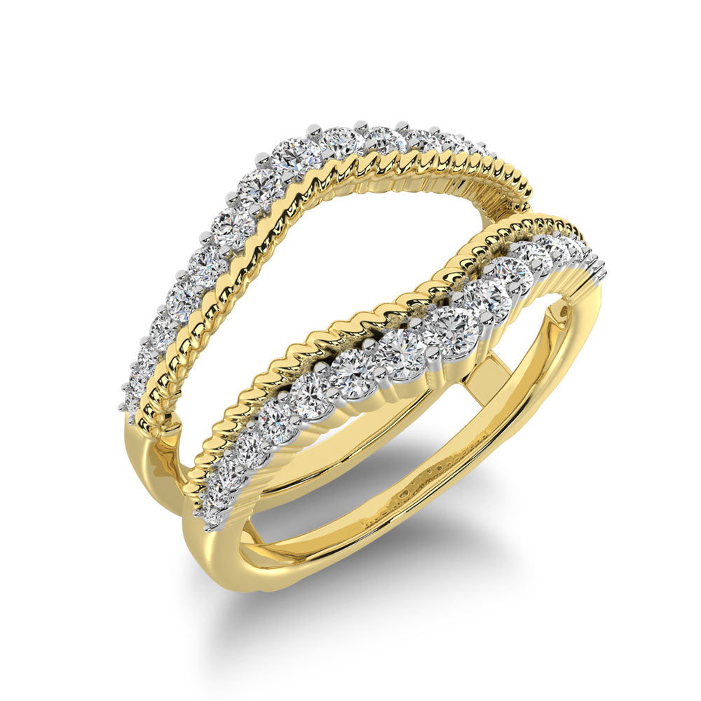 14K Yellow Gold 2/5 Ct.Tw. Diamond Rope Texute Guard Ring