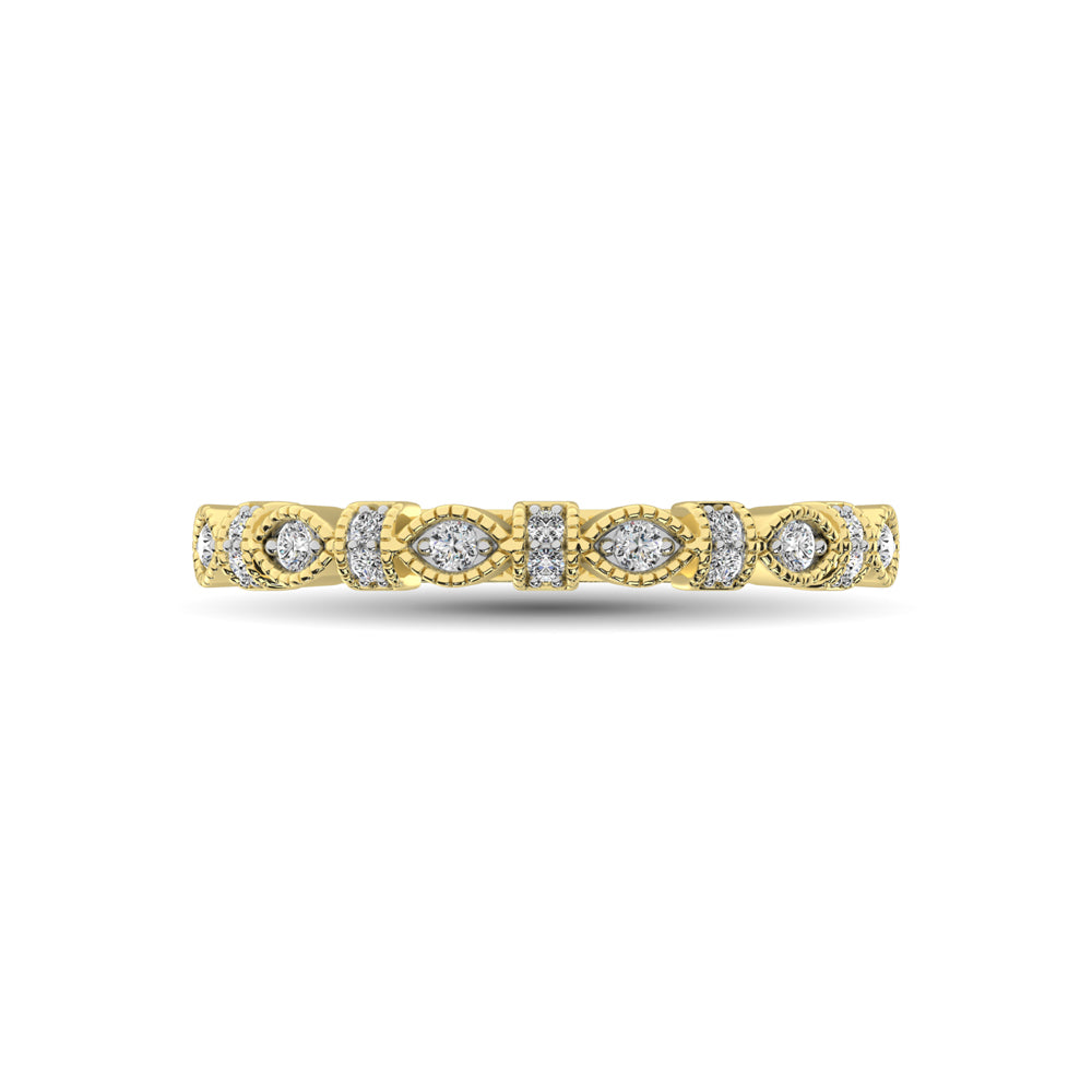 14K Yellow Gold Marquise Frame 1/6 Ctw Diamond Band