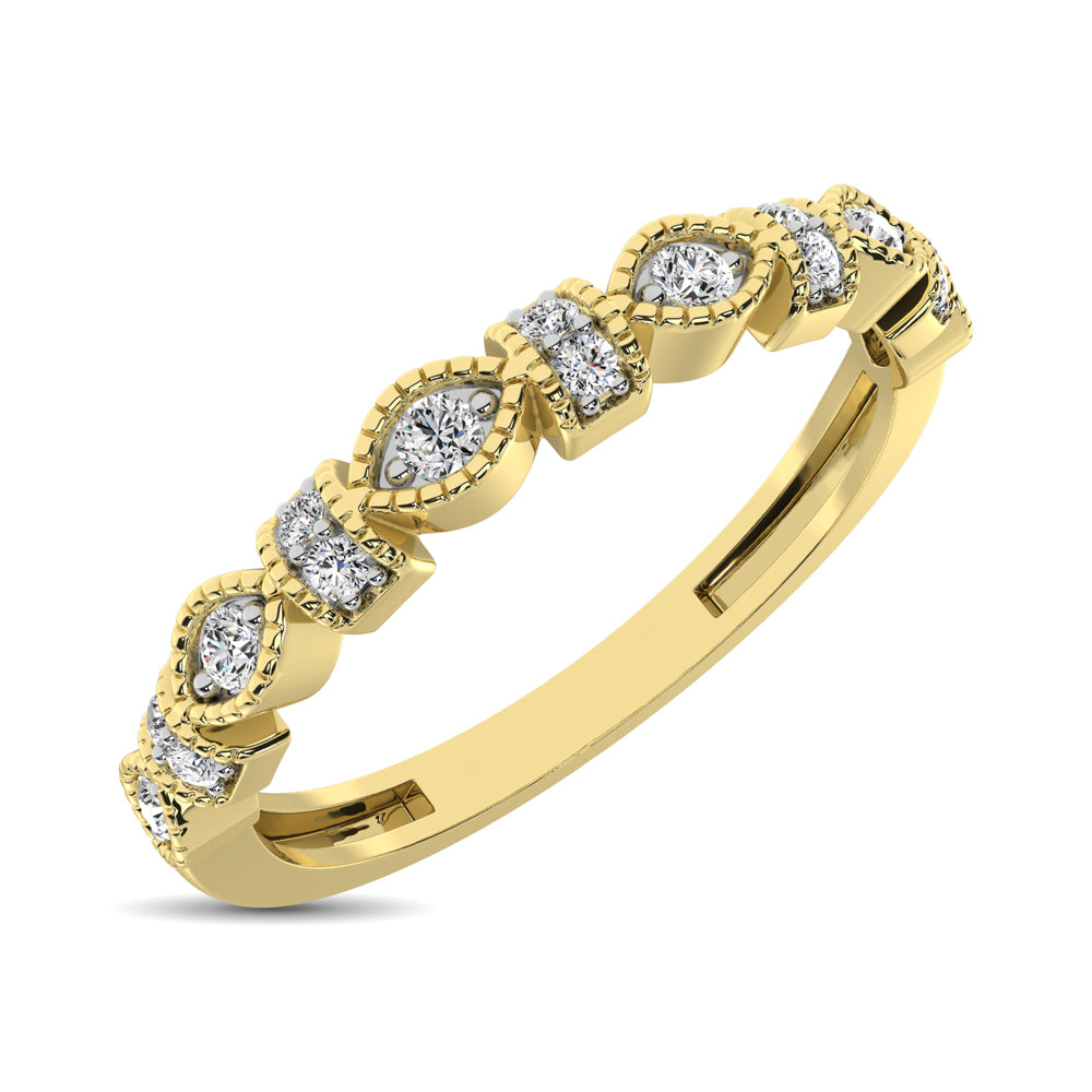 14K Yellow Gold Marquise Frame 1/6 Ctw Diamond Band
