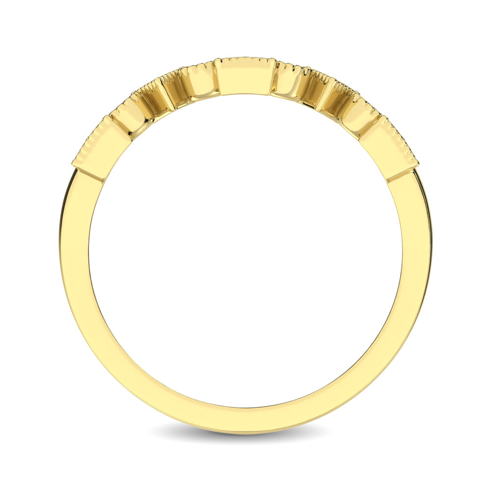Trigale and Round Shape Diamond 1/10 ctw Band Ring in 14K Yellow Gold