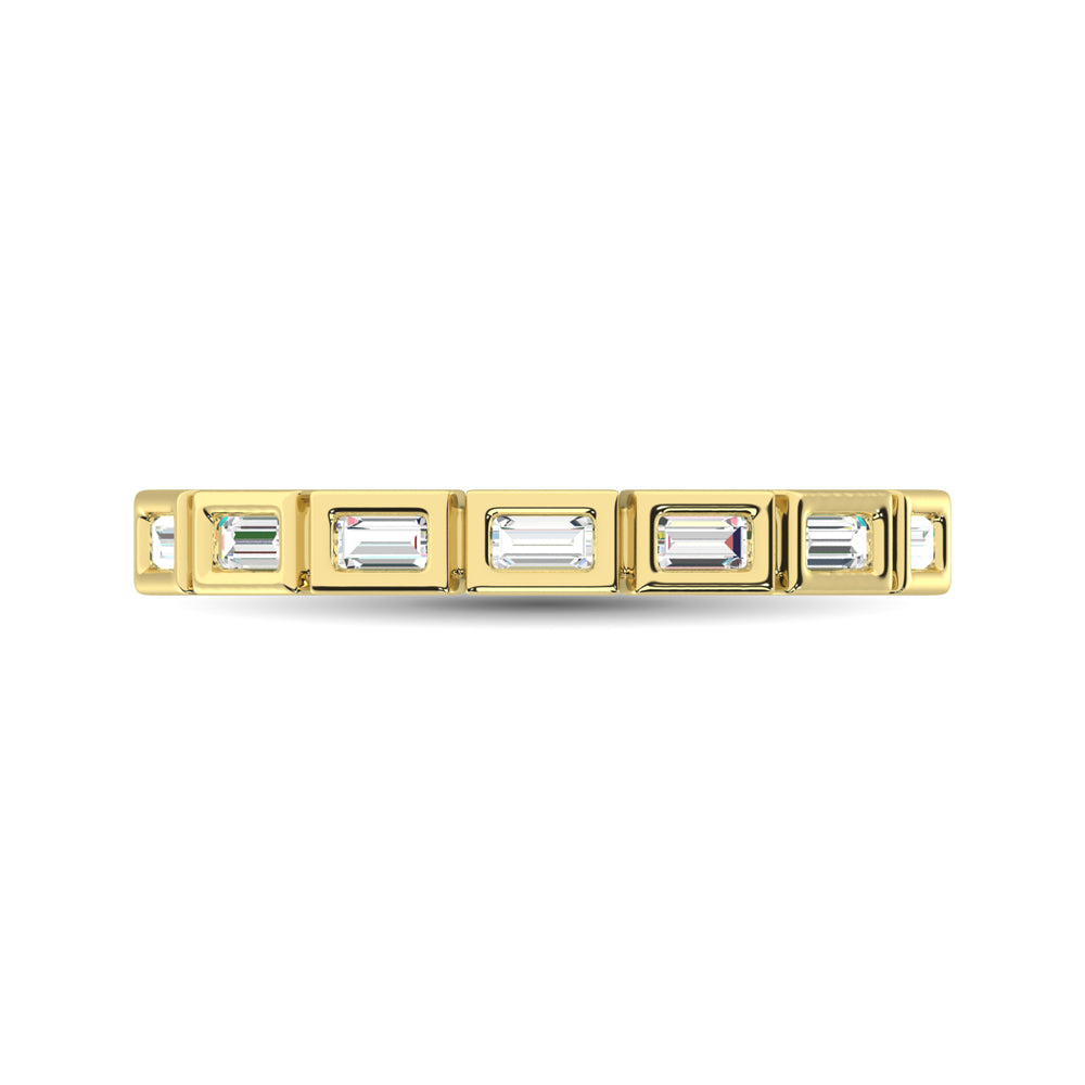 14K Yellow Gold 1/4 Ct.Tw. Diamond Straight Buggete Stackable Band