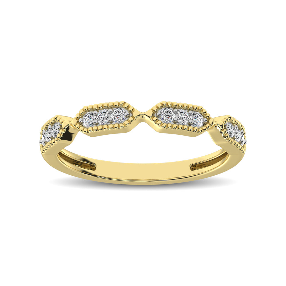 Beaded Style Band set with 1/6 Ctw Diamond in 14K Yellow Gold