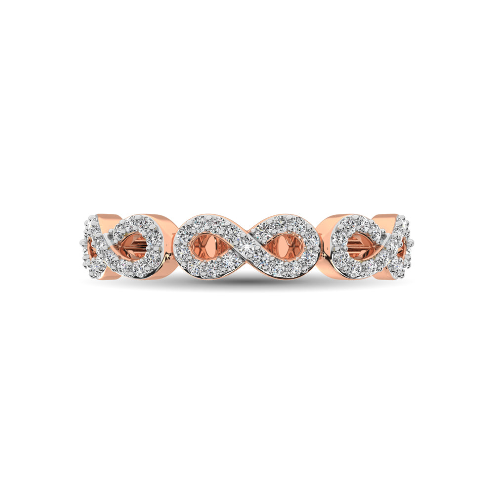 14K Rose Gold 1/4 Ct.Tw. Diamond Open Frame Stackable Band
