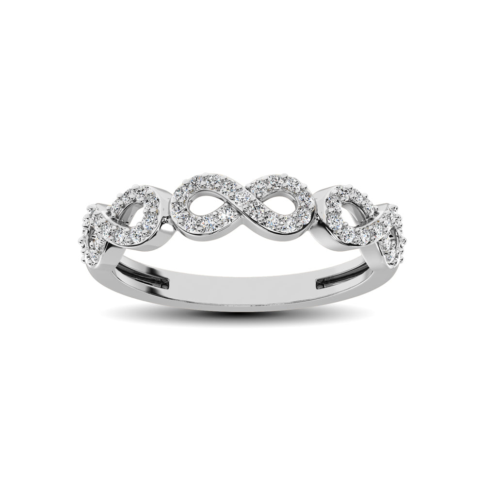 14K White Gold 1/4 Ct.Tw. Diamond Open Frame Stackable Band