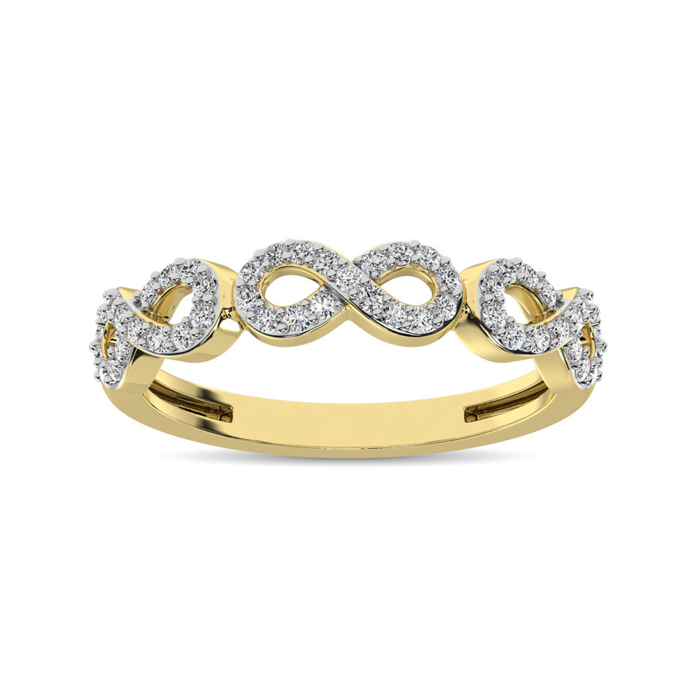 14K Yellow Gold 1/4 Ct.Tw. Diamond Open Frame Stackable Band
