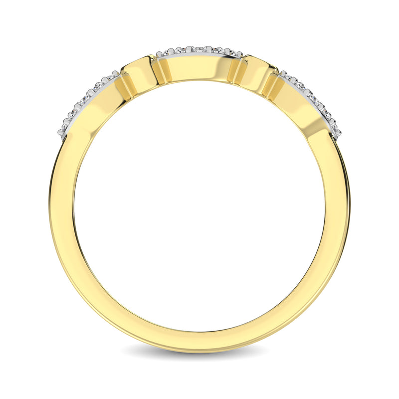 Round and Marquise Shape 1/6 Ctw Diamond Stackable Band in 10K Yellow Gold