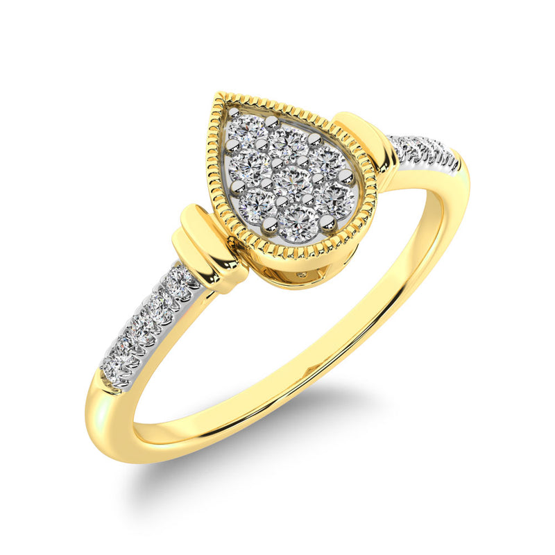 10K Yellow Gold 1/8 Ct.Tw. Diamond Pear Shape Ring