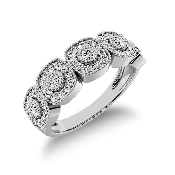10K White Gold 2/5 Ct.Tw. Diamond Fashion Ring With Milgrain Detail