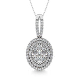 Diamond 1 3/4 Ct.Tw. Oval Shape Cluster Pendant in 14K White Gold