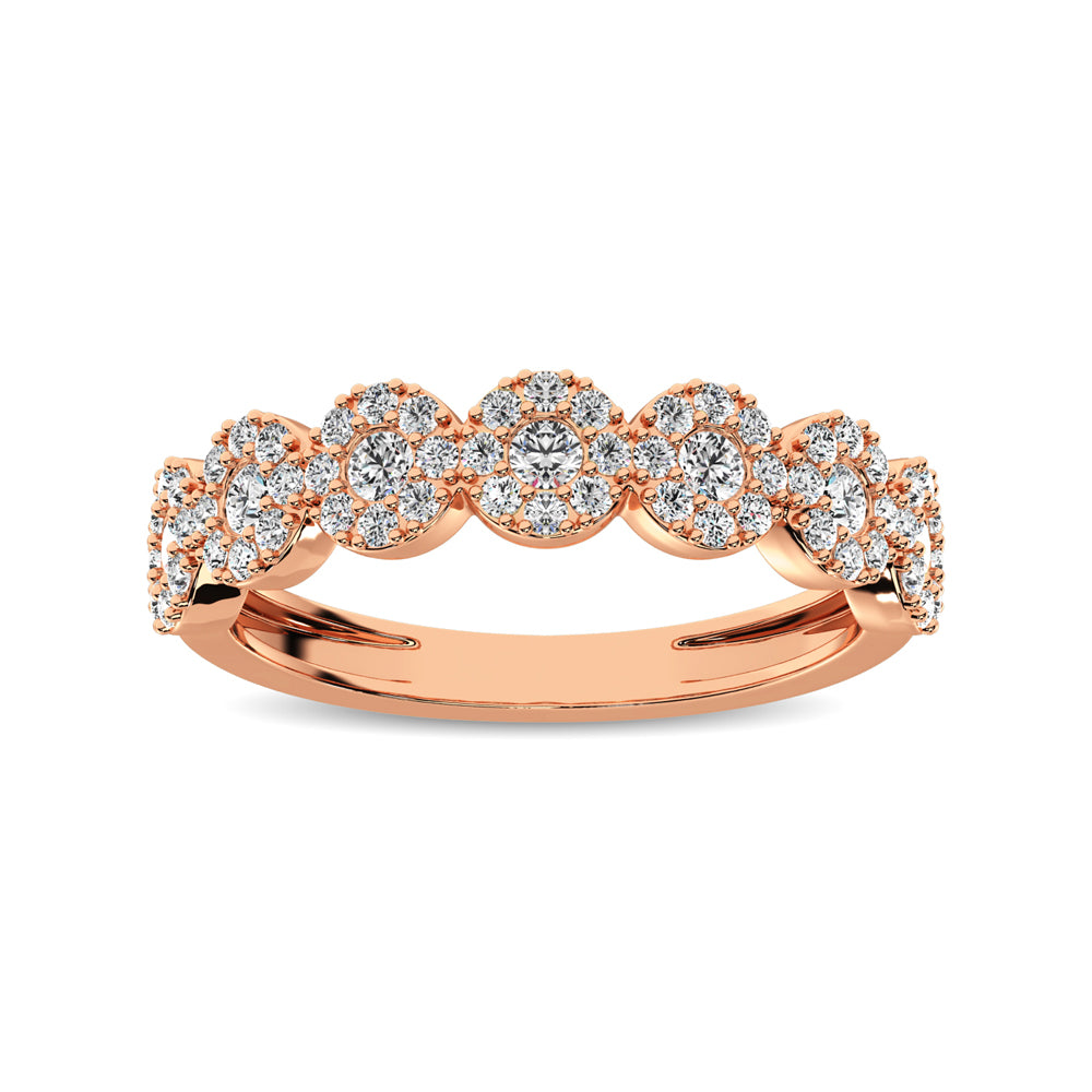 14K Rose Gold 5/8 Ct.Tw. Diamond Round Frame Stackable Band