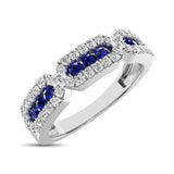 14K White Gold 5/8 Ct.Tw. Diamond & Blue Sapphire Stackable Band