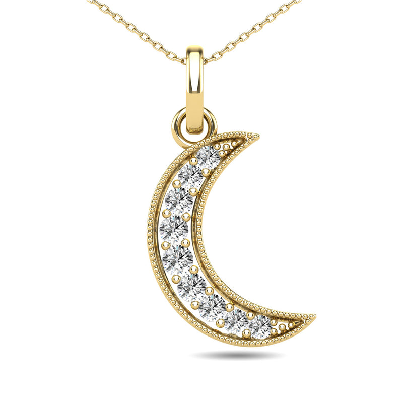 Diamond 1/10 Ct.Tw. Crescent Moon Pendant in 10K Yellow Gold