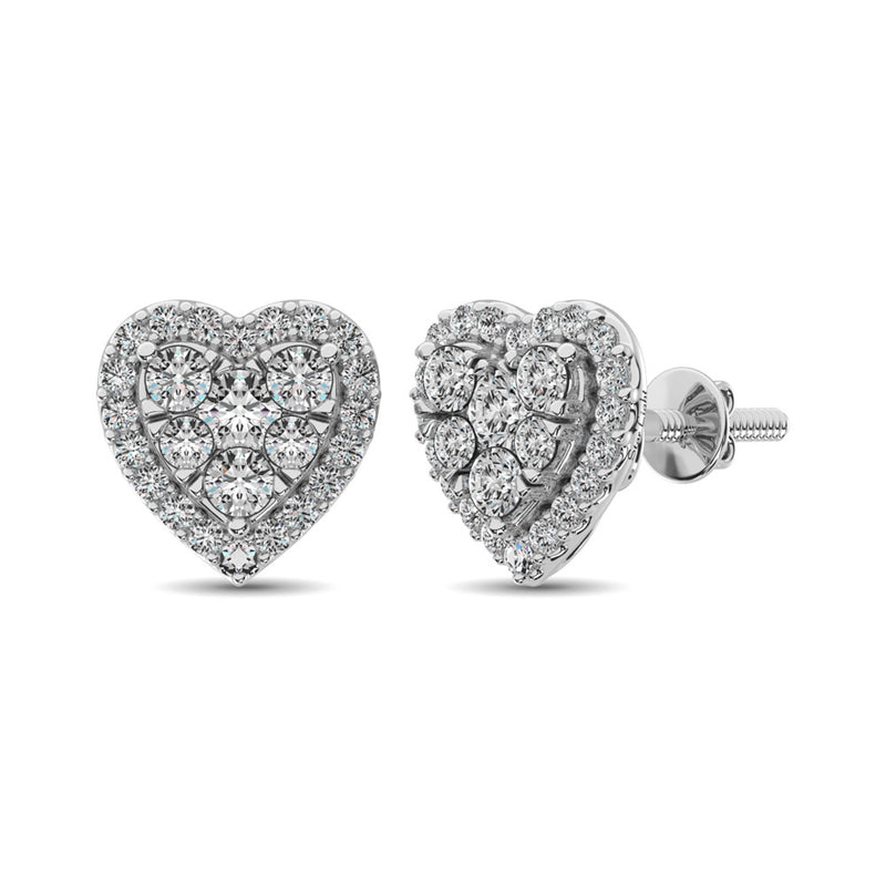 Diamond 3/4 ct tw Heart Earrings  in 14K White Gold