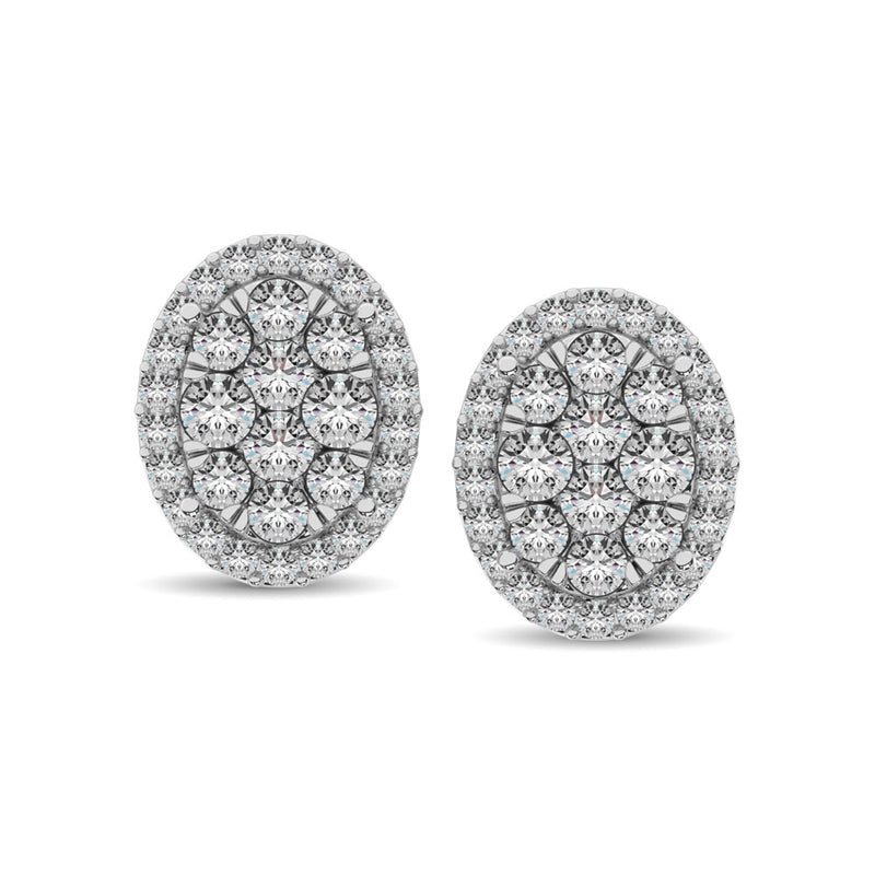 Diamond 3/4 ct tw Oval Shape Earrings  in 14K White Gold