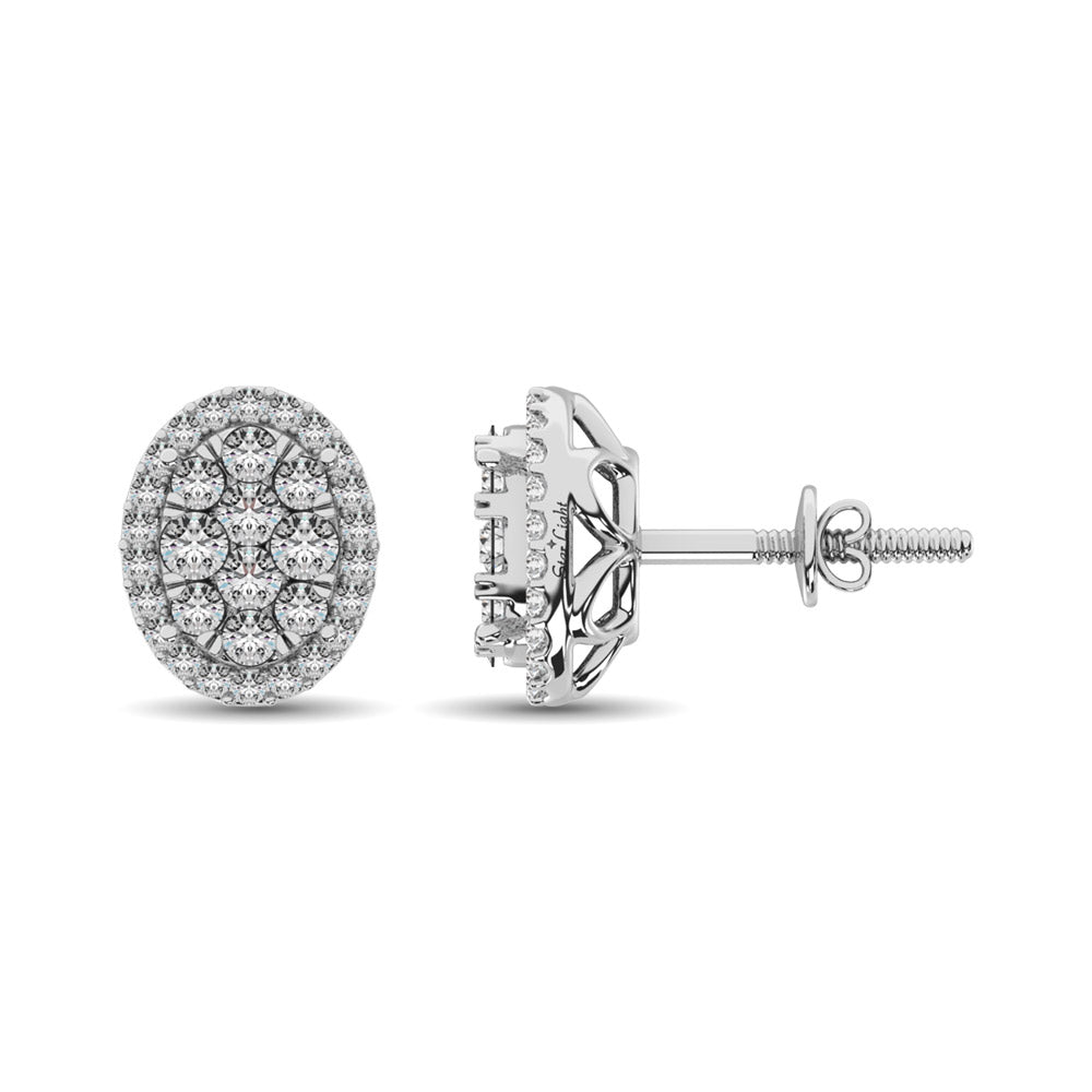 Diamond 3/4 ct tw Oval Shape Earrings  in 14K White Gold