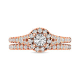 Diamond  Split Shank Single Halo Bridal Ring 1 ct tw Round Cut in 14K Rose Gold