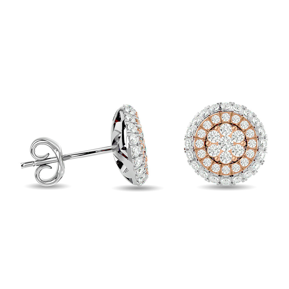 Diamond 5/8 ct tw Cluster Earrings in 14K Two Tone Gold