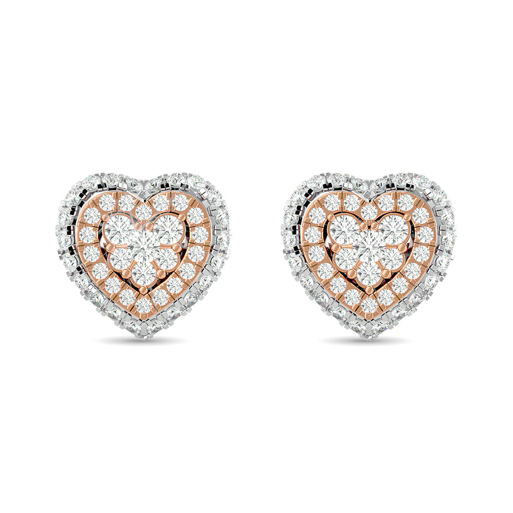 Diamond 5/8 Ct.Tw. Heart Earrings in 14K Two Tone Gold