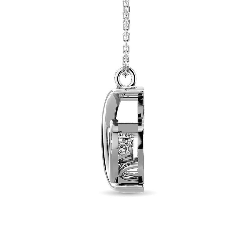 Diamond Shimmering Moon and Heart Pendant 1/20 ct tw in Sterling Silver
