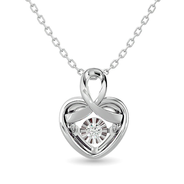 Diamond Shimmering Heart Pendant 1/20 ct tw in Sterling Silver
