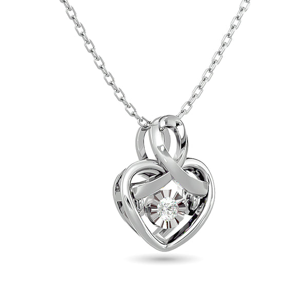 Diamond Shimmering Heart Pendant 1/20 ct tw in Sterling Silver
