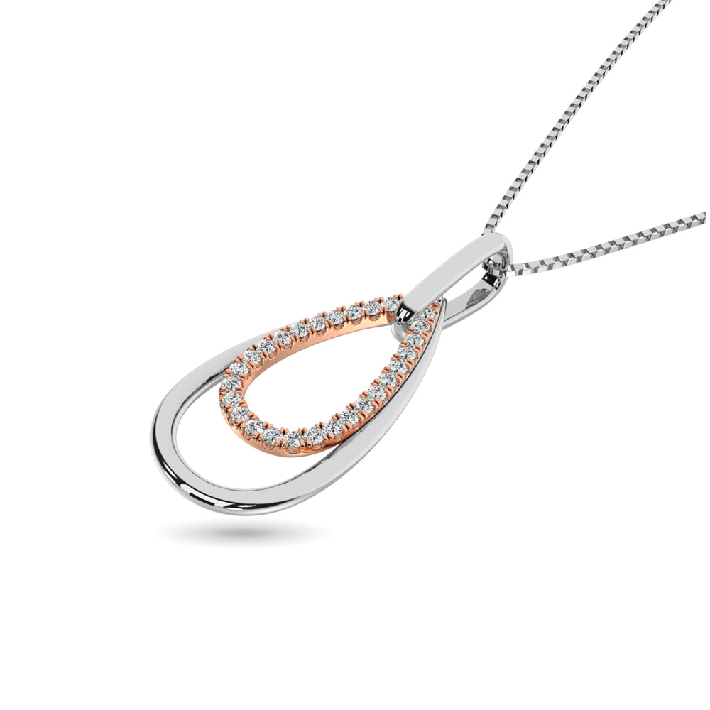 Diamond 1/8 ct tw Fashion Pendant in 10K White and Rose Gold