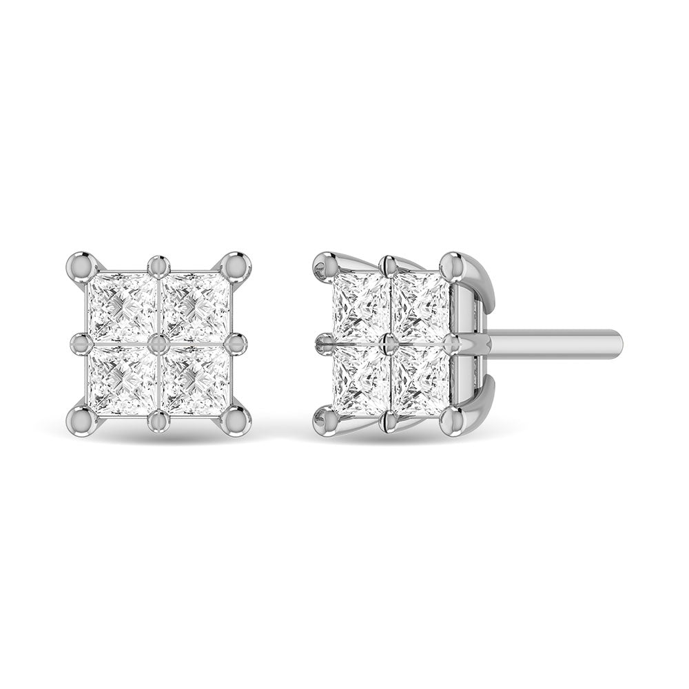 Diamond 3/4 Ct.Tw. Princess Cut Fashion Earrings in 14K White Gold