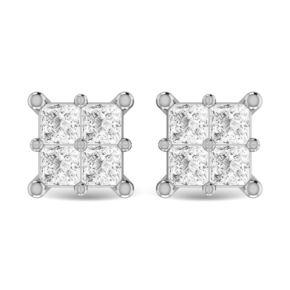 Diamond 3/4 Ct.Tw. Princess Cut Fashion Earrings in 14K White Gold